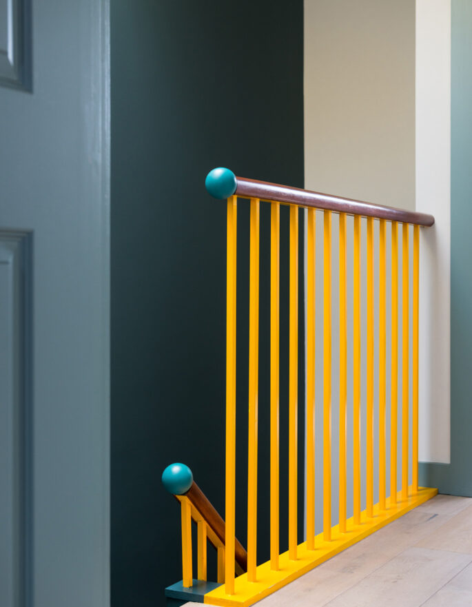 Yellow bannisters by Office S&M - modern architecture and interior design studio in London