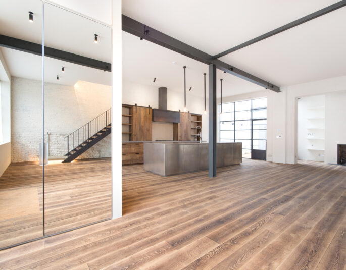 For Rent: Pember House Kensal Green NW10 industrial warehouse kitchen and living space