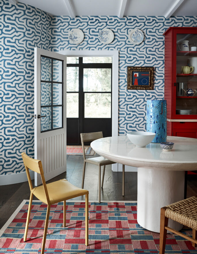 Wallpaper and dining table by Rapture & Wright