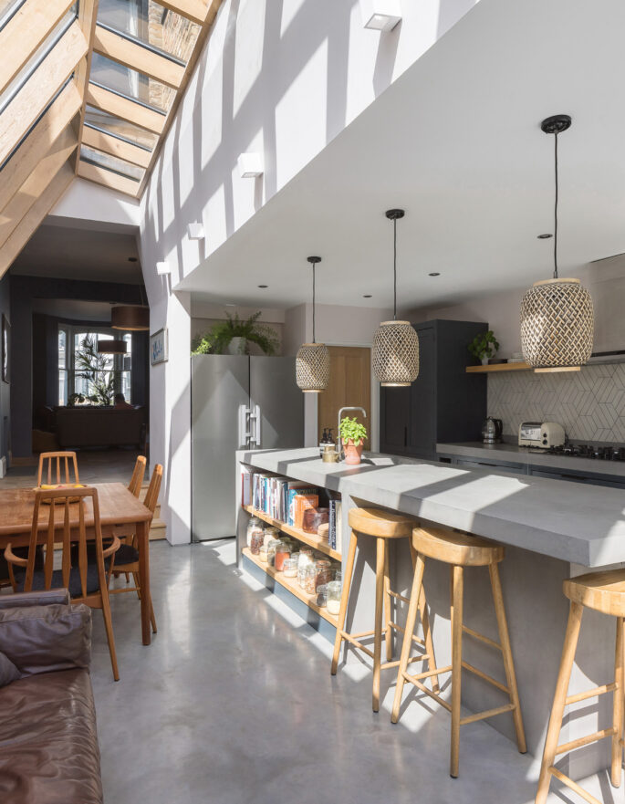 Breakfast bar and stool by Russian for Fish - contemporary architecture studio in London