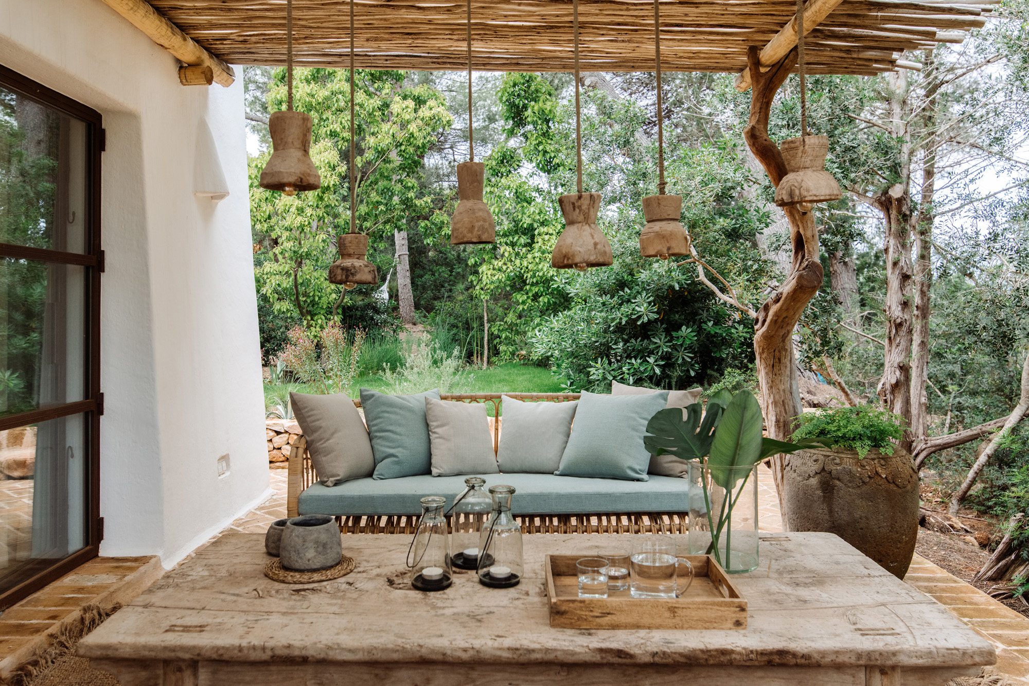 Hanging Lights and Canopy by Jungle Studios - modern landscape design practice in Ibiza