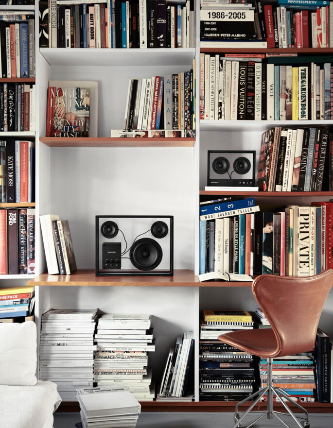 Bookshelf with Transparent Speakers
