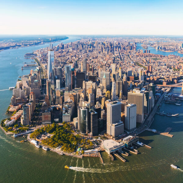 Aerial view of lower Manhattan NYC