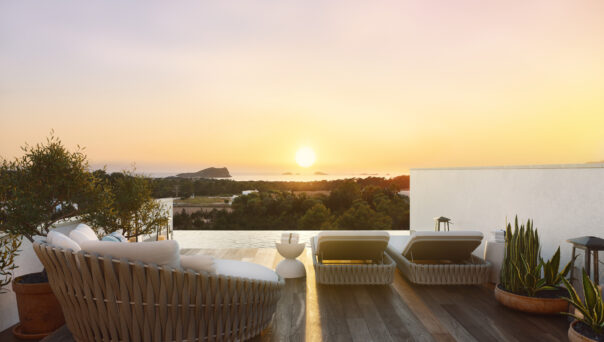The sunset view from a luxury villa in Ibiza