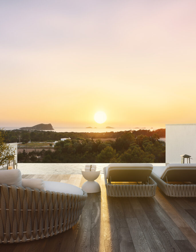 The sunset view from a luxury villa in Ibiza