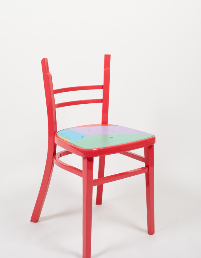 Red chair by Yinka Ilori