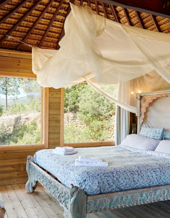 Elegant bedroom of an Ibiza villa