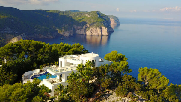 Villa perched on the edge of a cliff in Ibiza